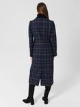 Hobbs Patricia Double Breasted Check Coat, Blue/Multi