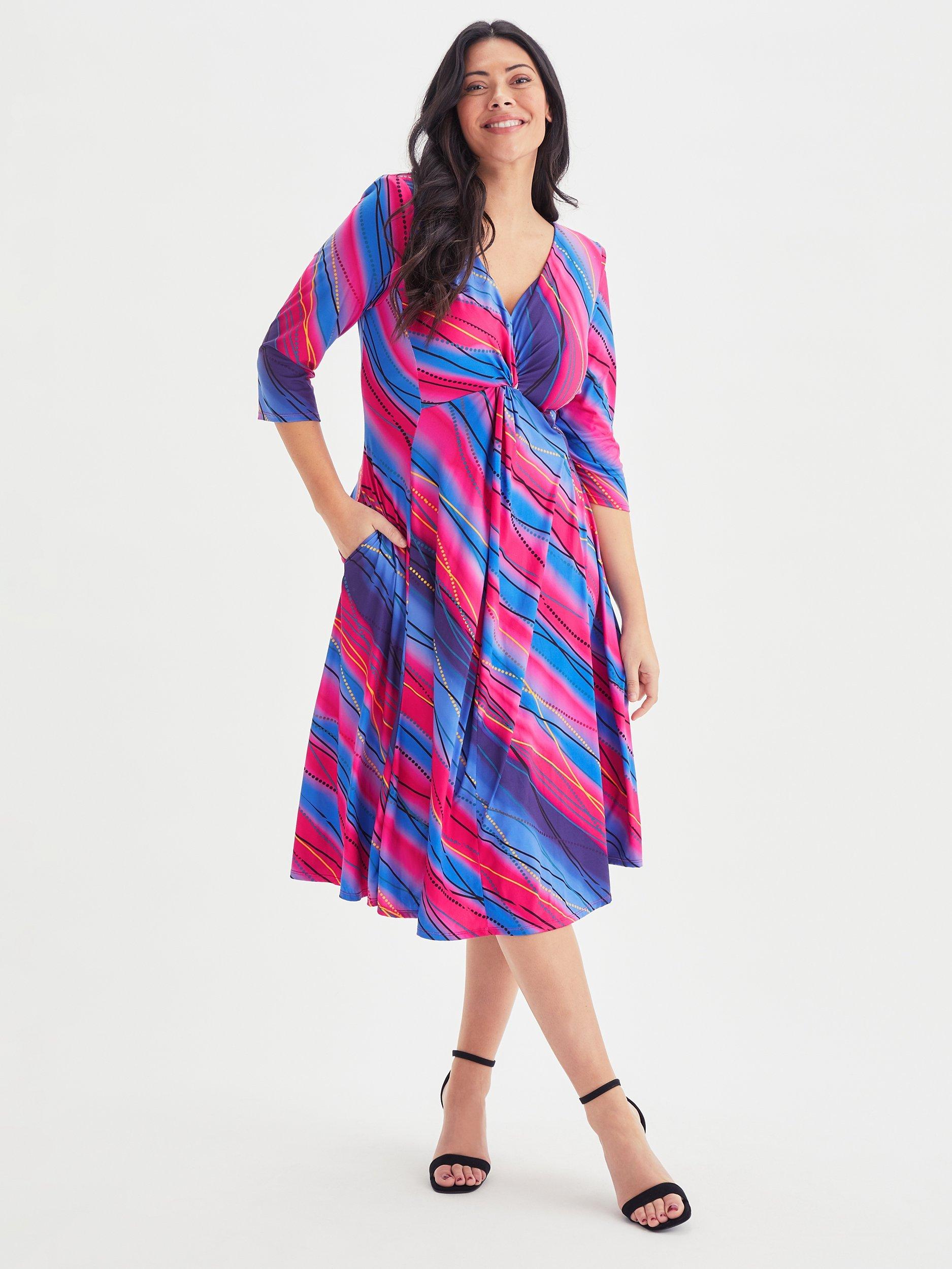 Scarlett & Jo Claudia Knot Front Midi Dress, Multi
