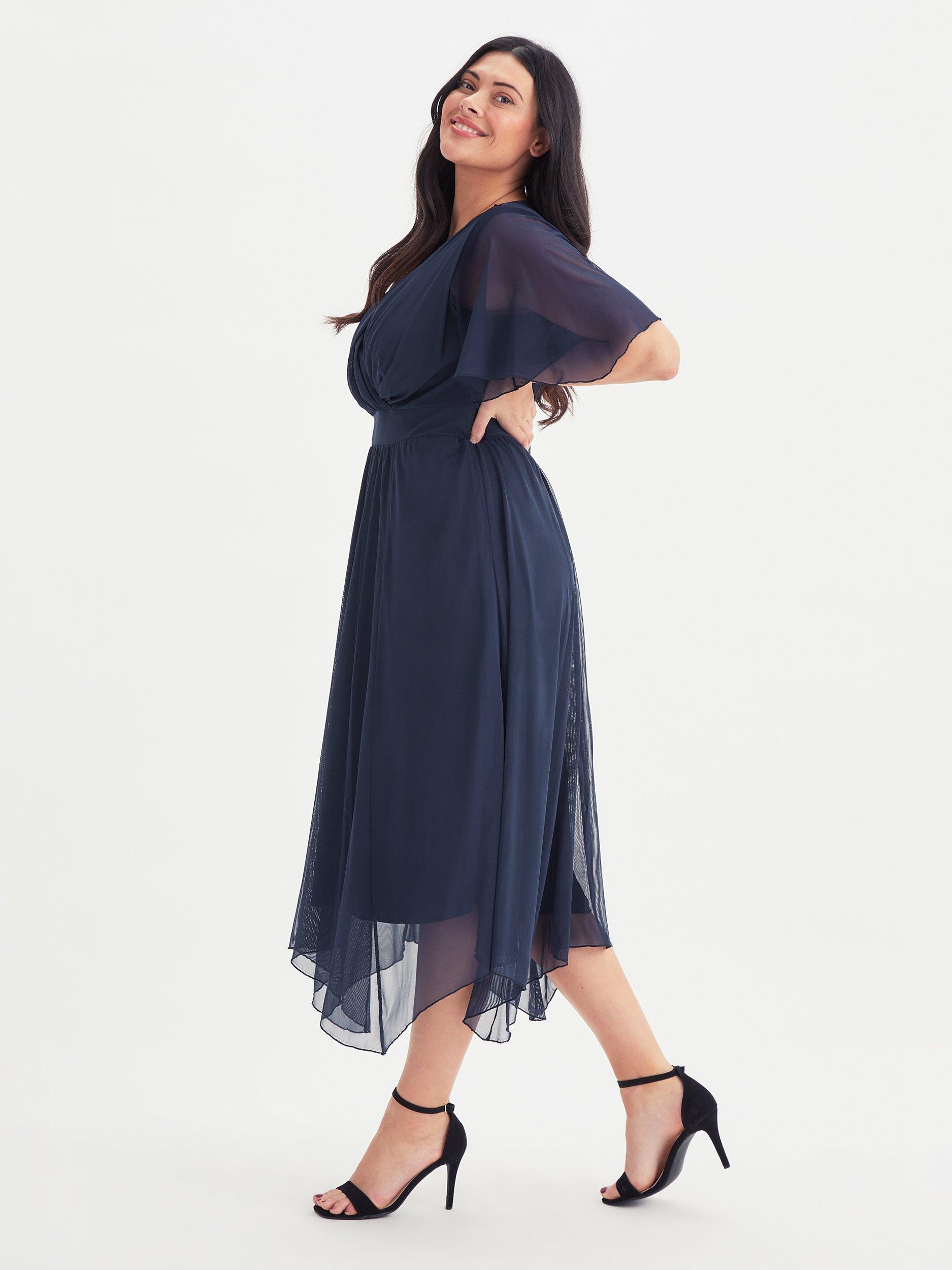 Product image 3 of 4, which shows Scarlett & Jo Julie Mesh Midi Dress, Navy, 16