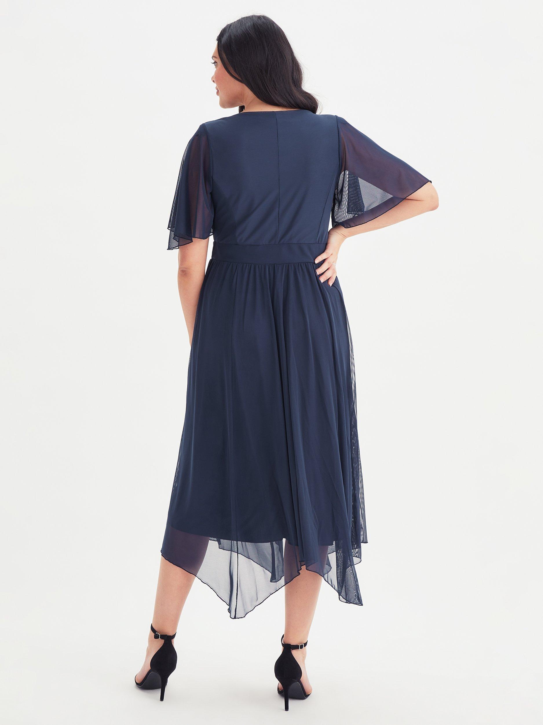 Product image 4 of 4, which shows Scarlett & Jo Julie Mesh Midi Dress, Navy, 16
