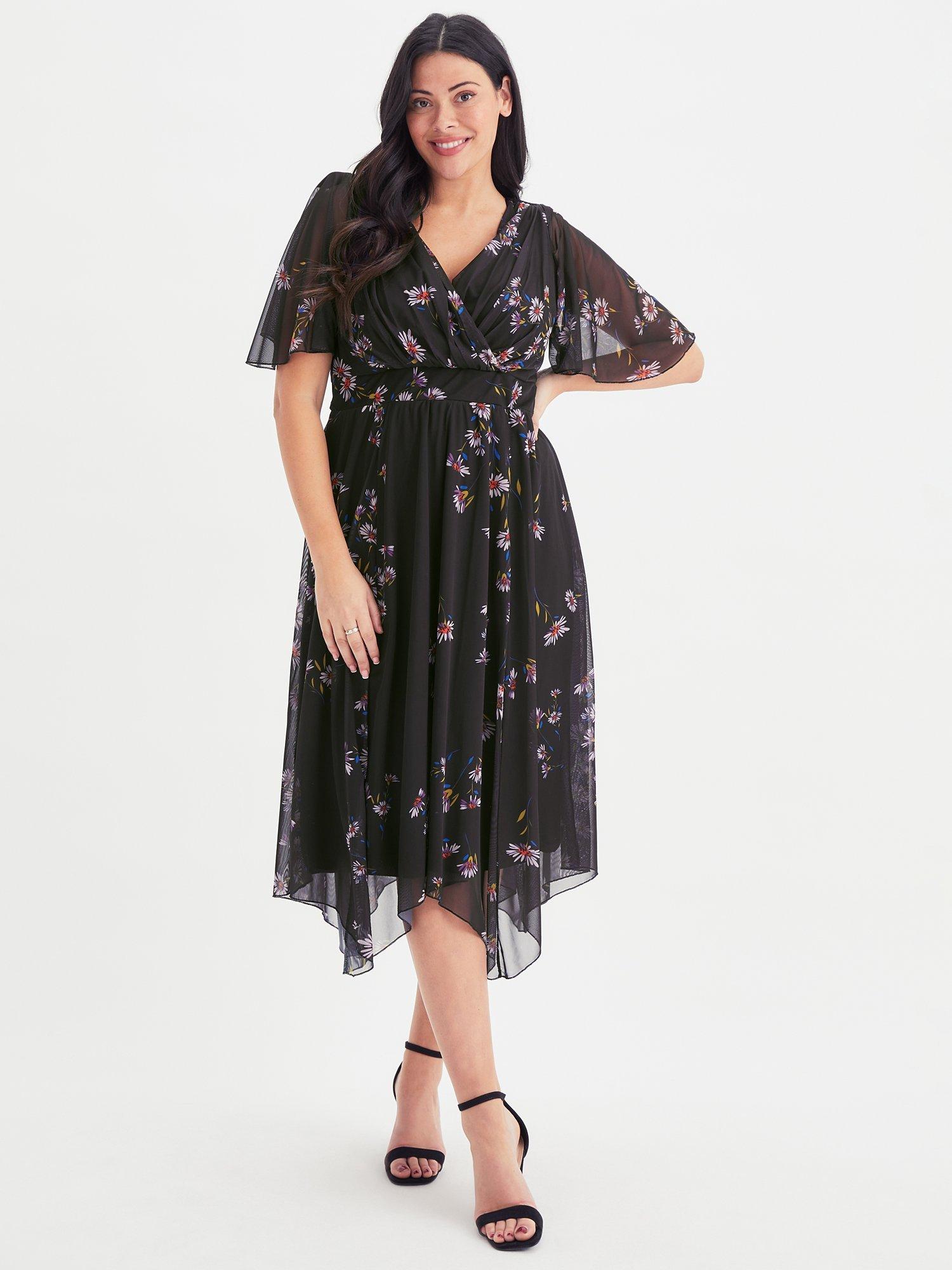 Scarlett & Jo Julie Floral Mesh Dress, Black/Multi