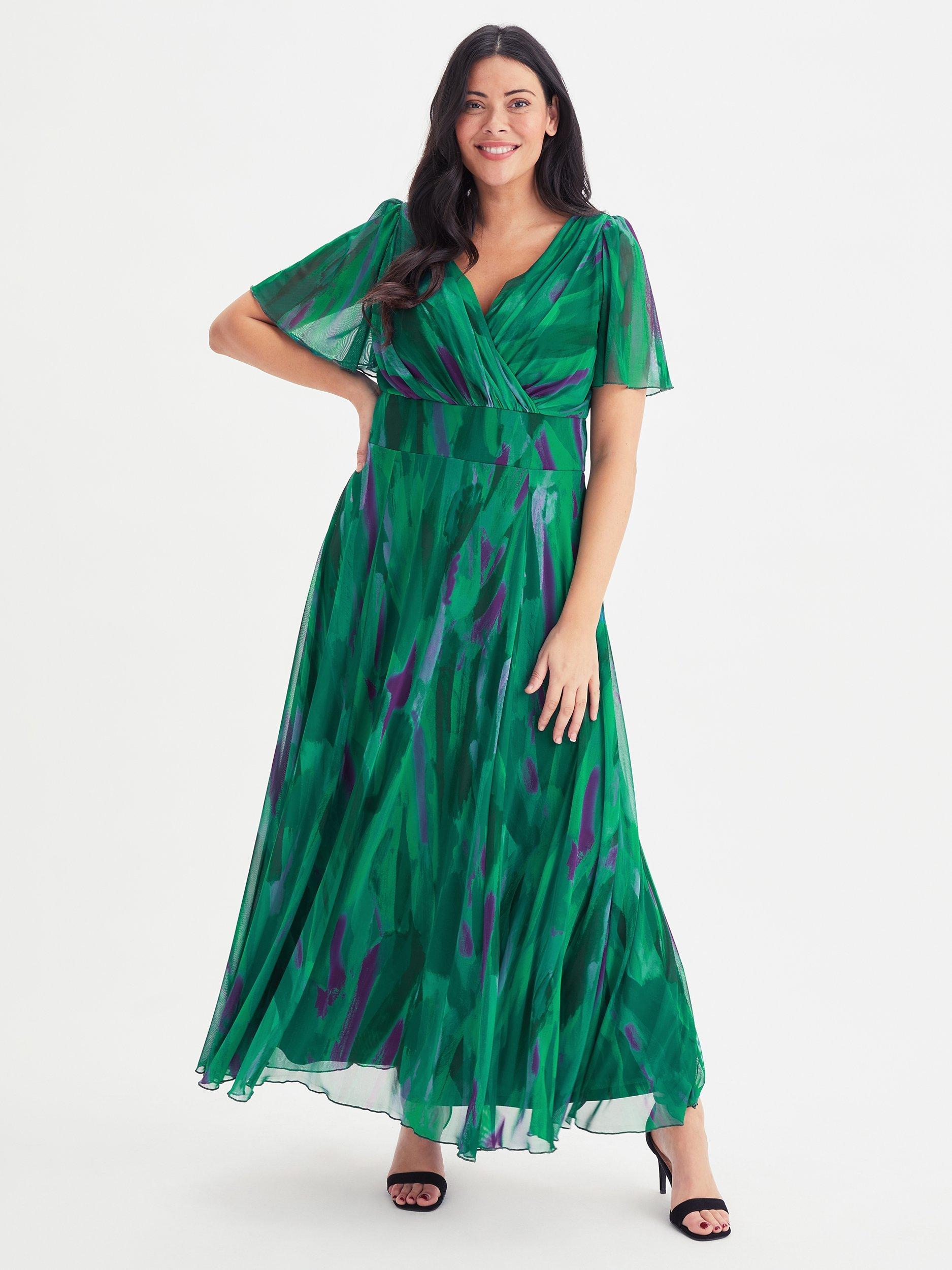 Scarlett & Jo Isabelle Abstract Print Maxi Dress, Green Brush, 16