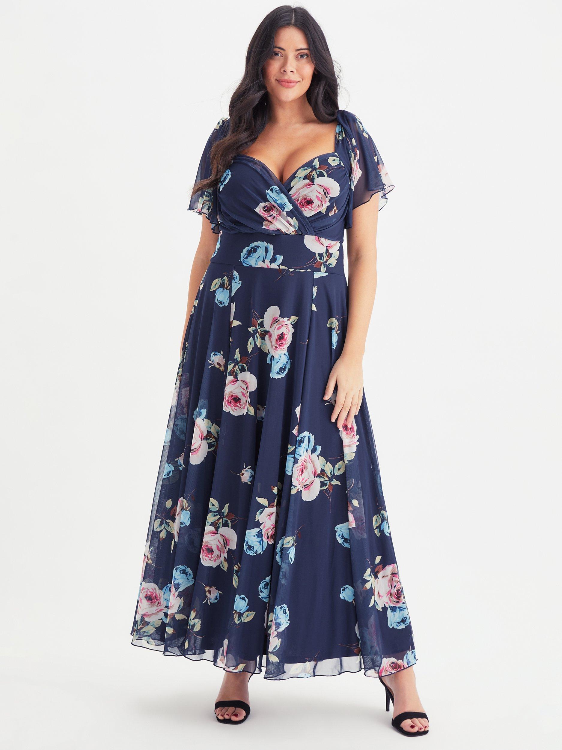 Product image 1 of 2, which shows Scarlett & Jo Kemi Floral Maxi Dress, Navy Blue Pink, 20