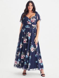 Scarlett & Jo Kemi Floral Maxi Dress, Navy Blue Pink, Navy Blue Pink