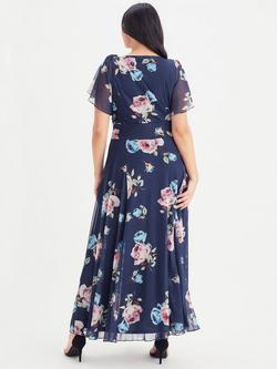 Scarlett & Jo Kemi Floral Maxi Dress, Navy Blue Pink - view 2, Navy Blue Pink