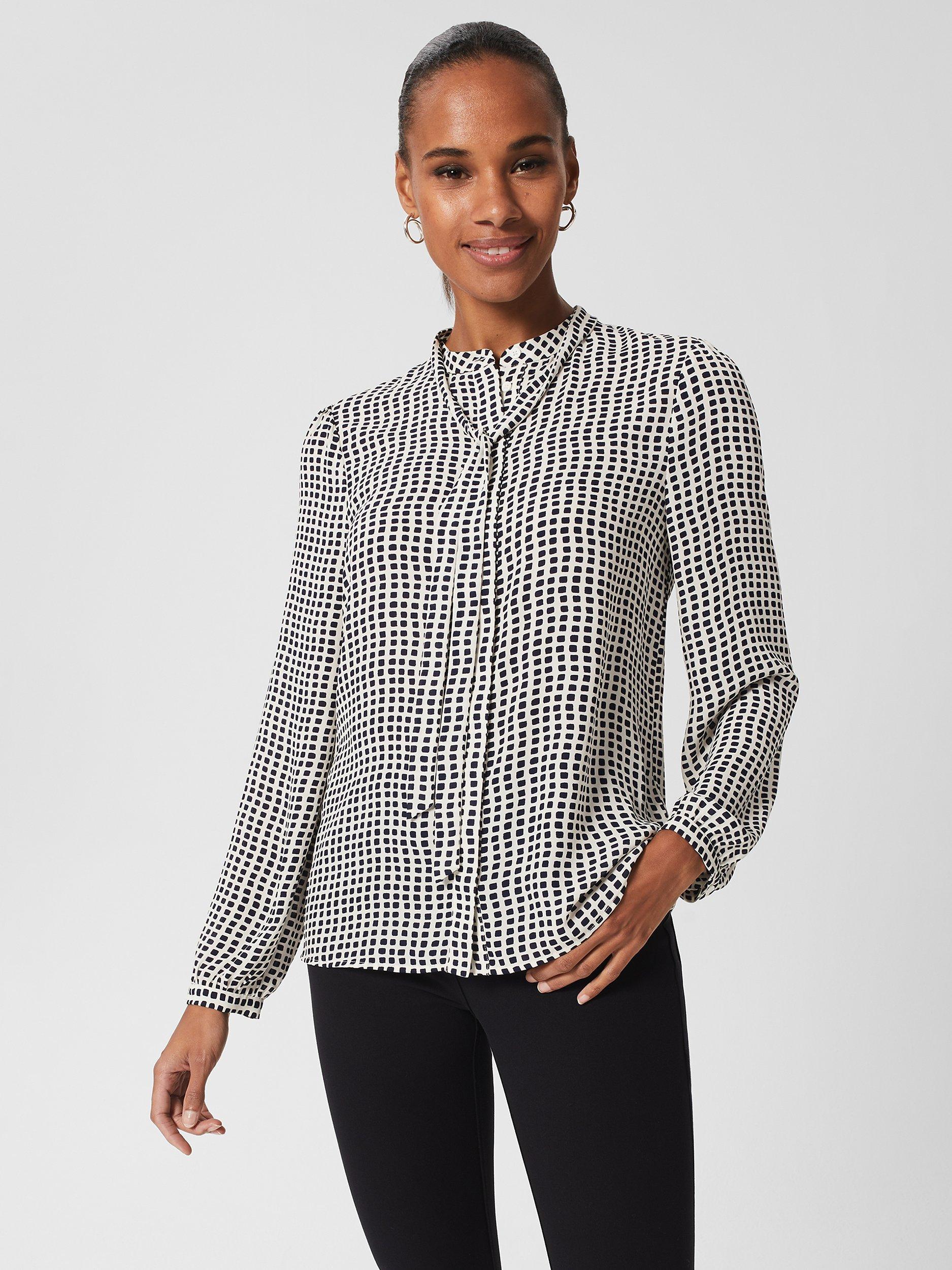 Hobbs Arabella Spot Tie Front Blouse, Ivory/Multi