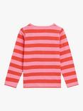 Whistles Kids' Cotton Stripe Long Sleeve Top, Pink