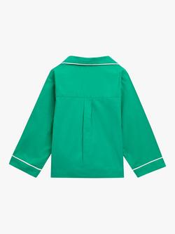 Whistles Kids' Contrast Piping Cotton Pyjama Set, Green - view 2, Green