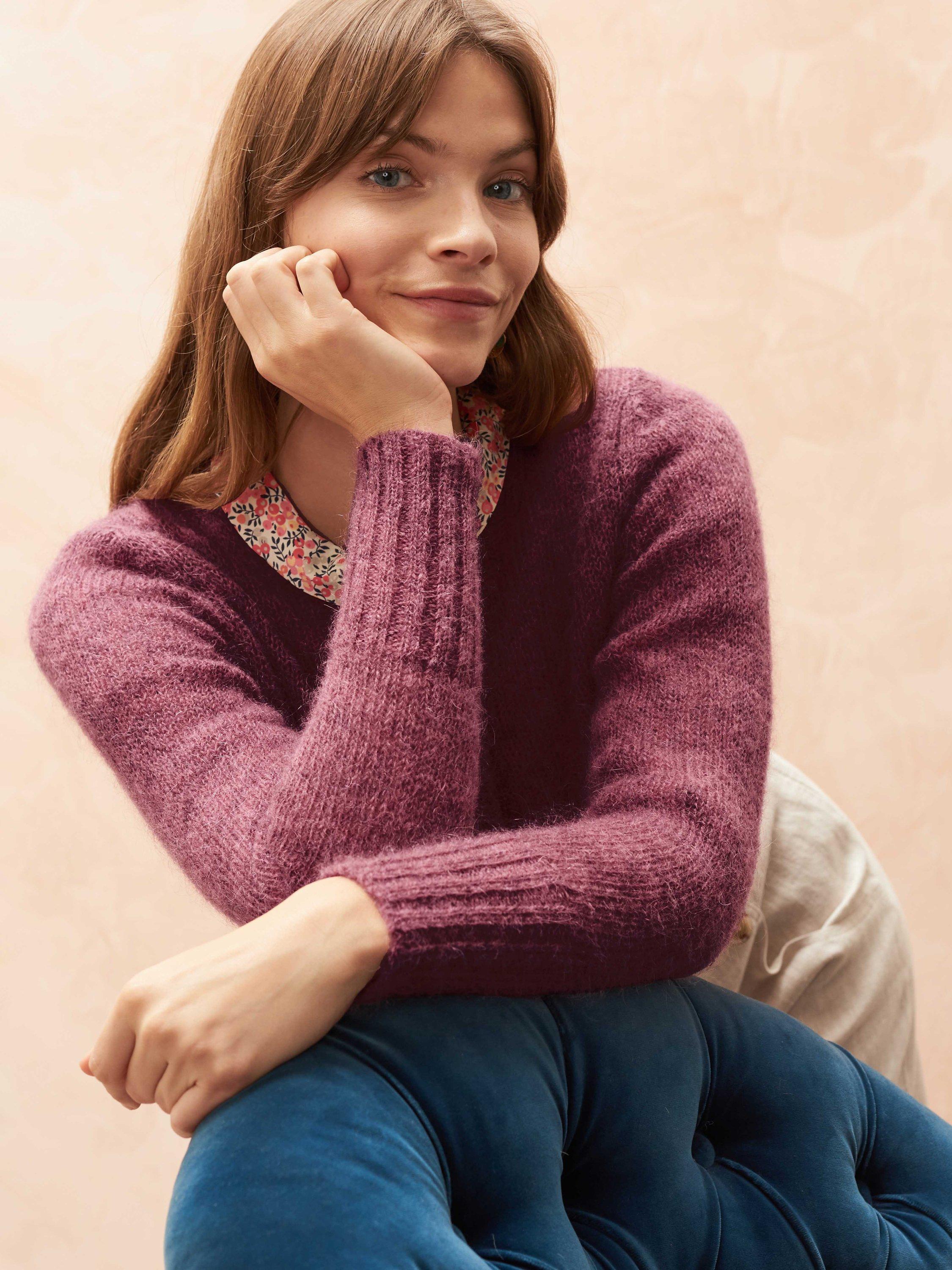 Brora Mohair Cardigan, Rosewood