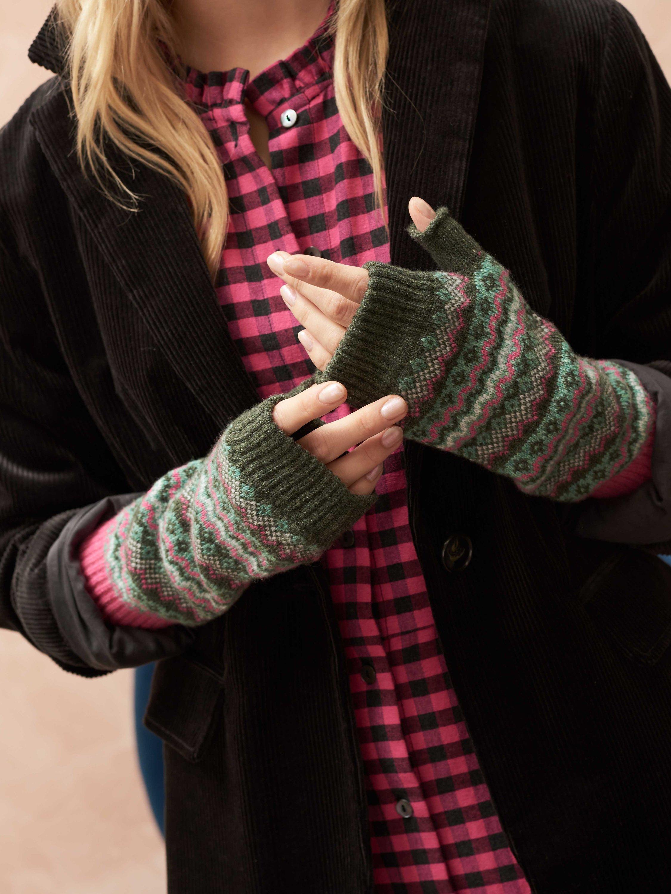 Brora Cashmere Folk Fairisle Fingerless Gloves
