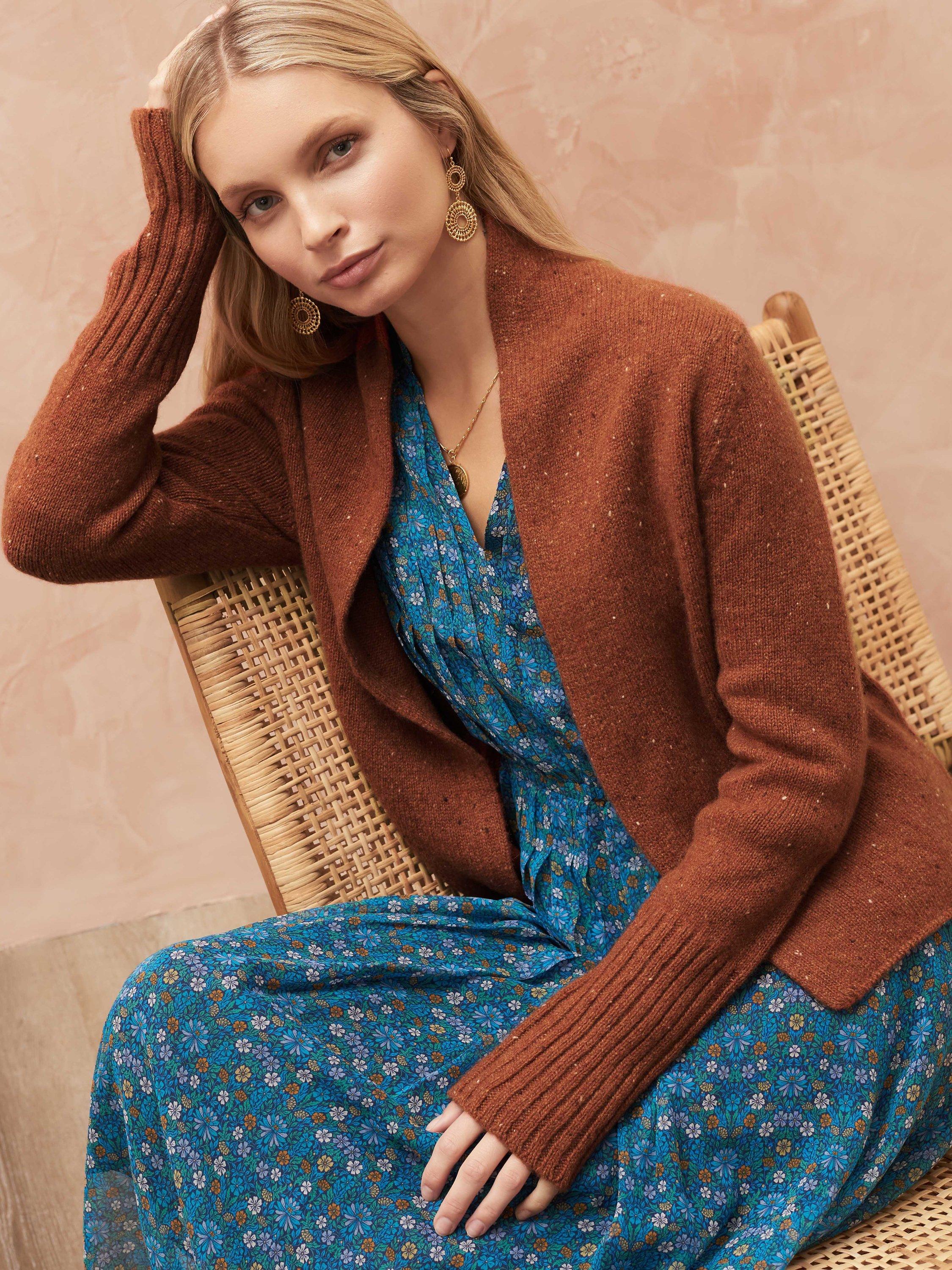 Brora Cashmere Donegal Cardigan, Ginger