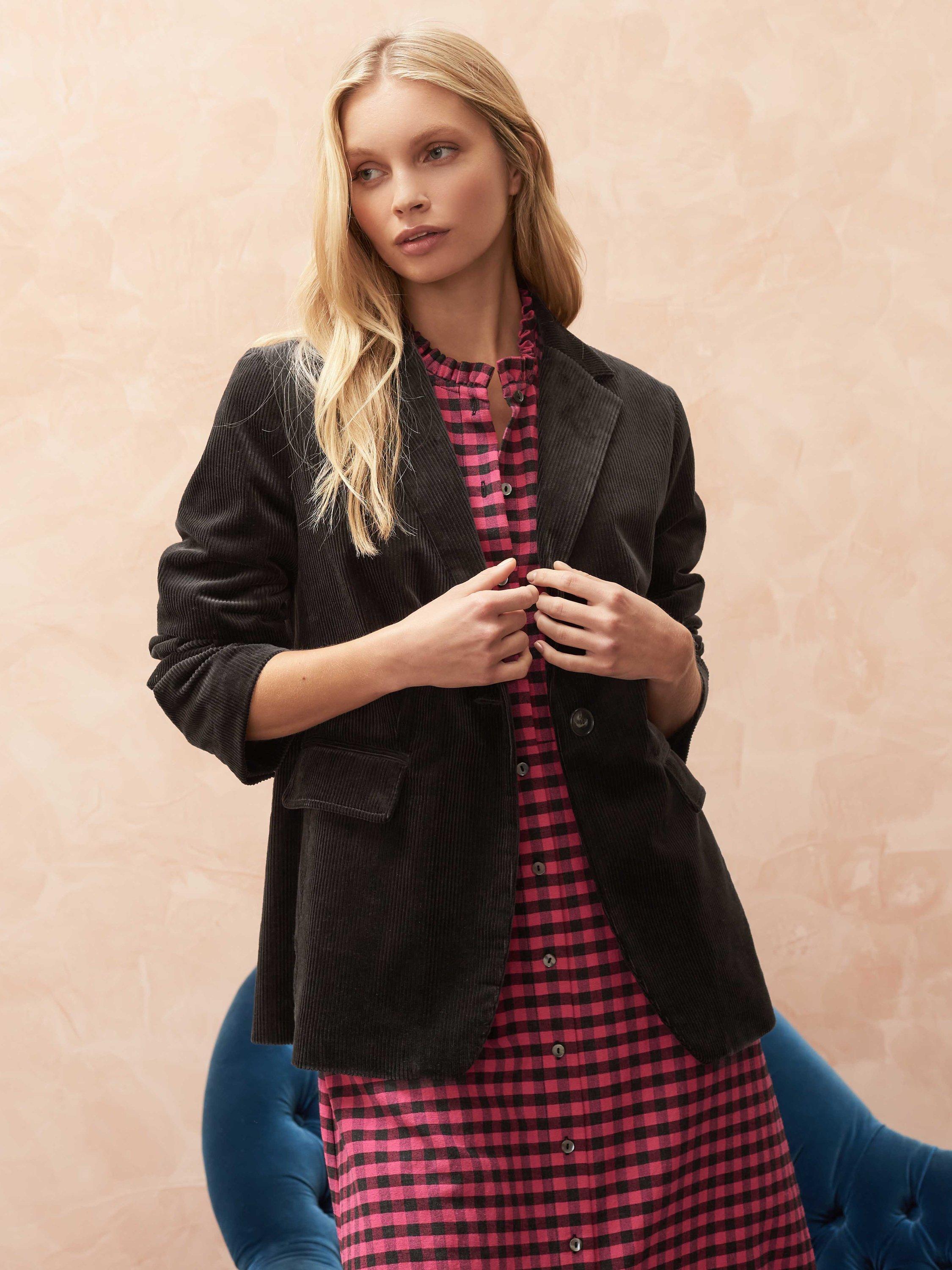 Brora Corduroy Boyfriend Blazer, Carbon
