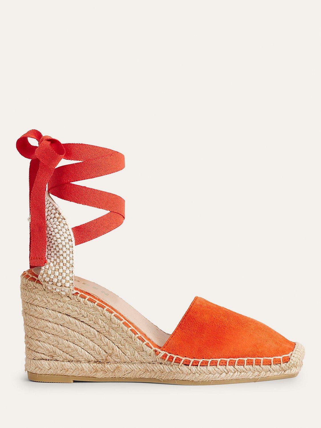 Boden Suede Square Toe Wedge Espadrilles, Vermillon Red