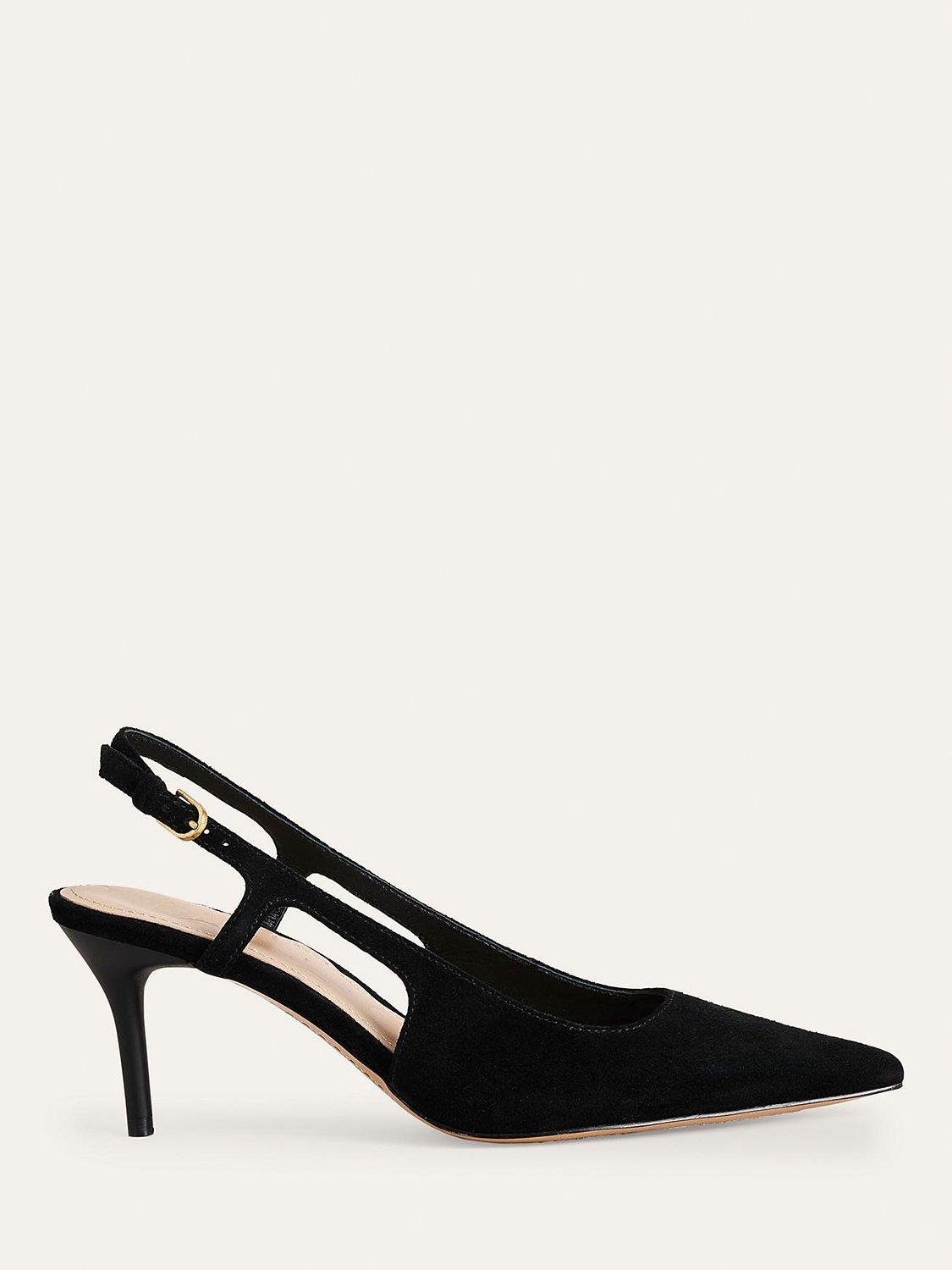 Boden Cut-out Sling Back Casual Shoes, Black Kid Suede