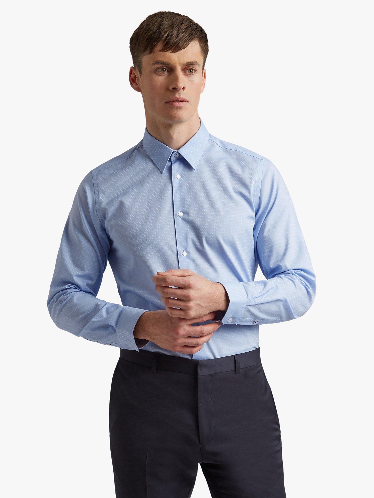 Ted Baker Newton Slim Fit Spot Shirt, Pale Blue