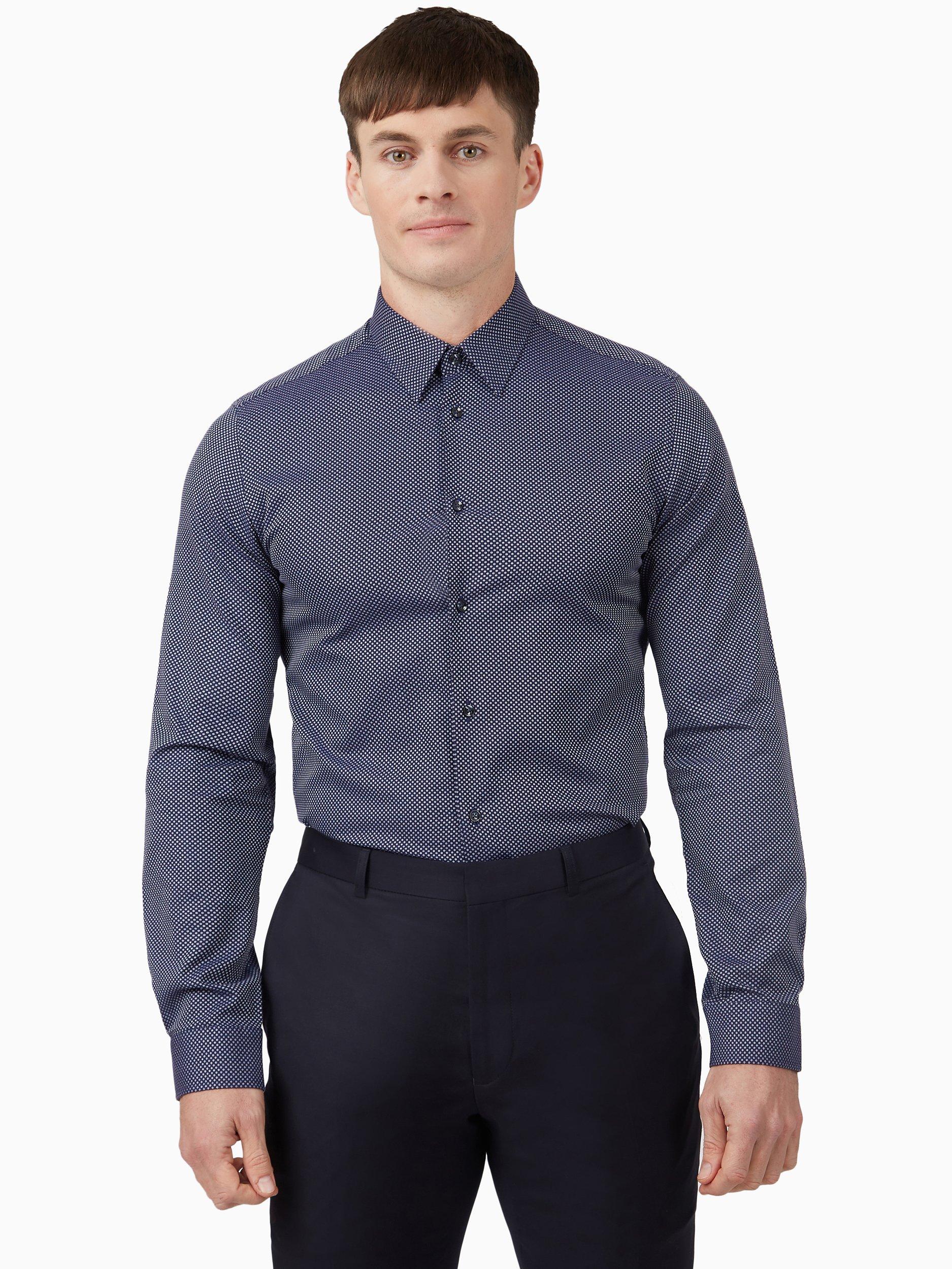 Ted Baker Bouley Slim Fit Spot Print Shirt, Navy