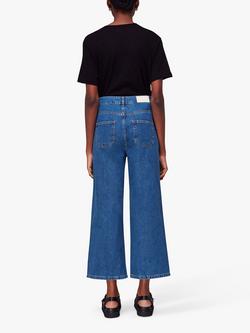 Whistles Wide Leg Cropped Jeans, Denim - view 2, Denim