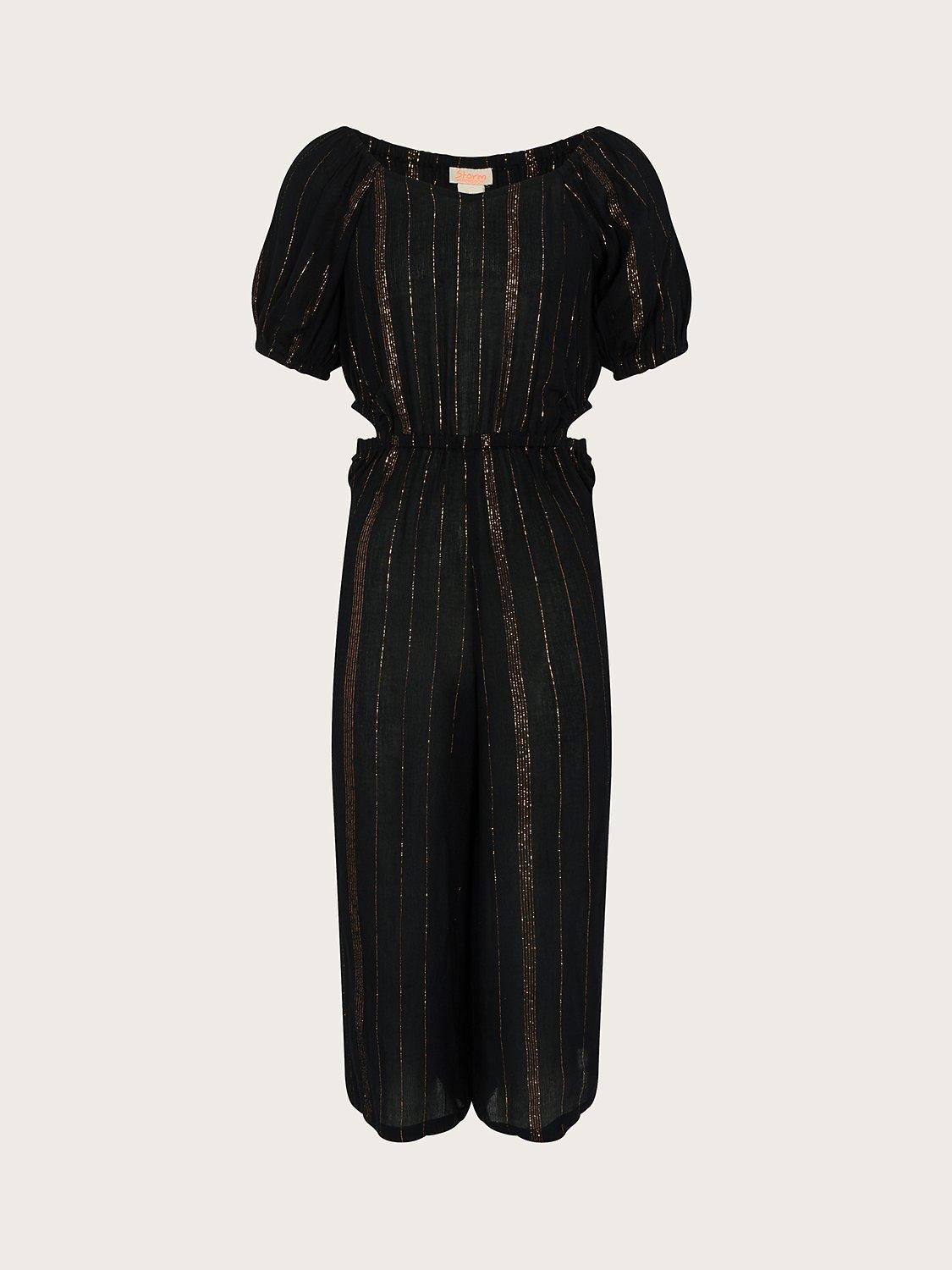 Monsoon Kids' Storm Sparkle Stripe Jumpsuit, Black