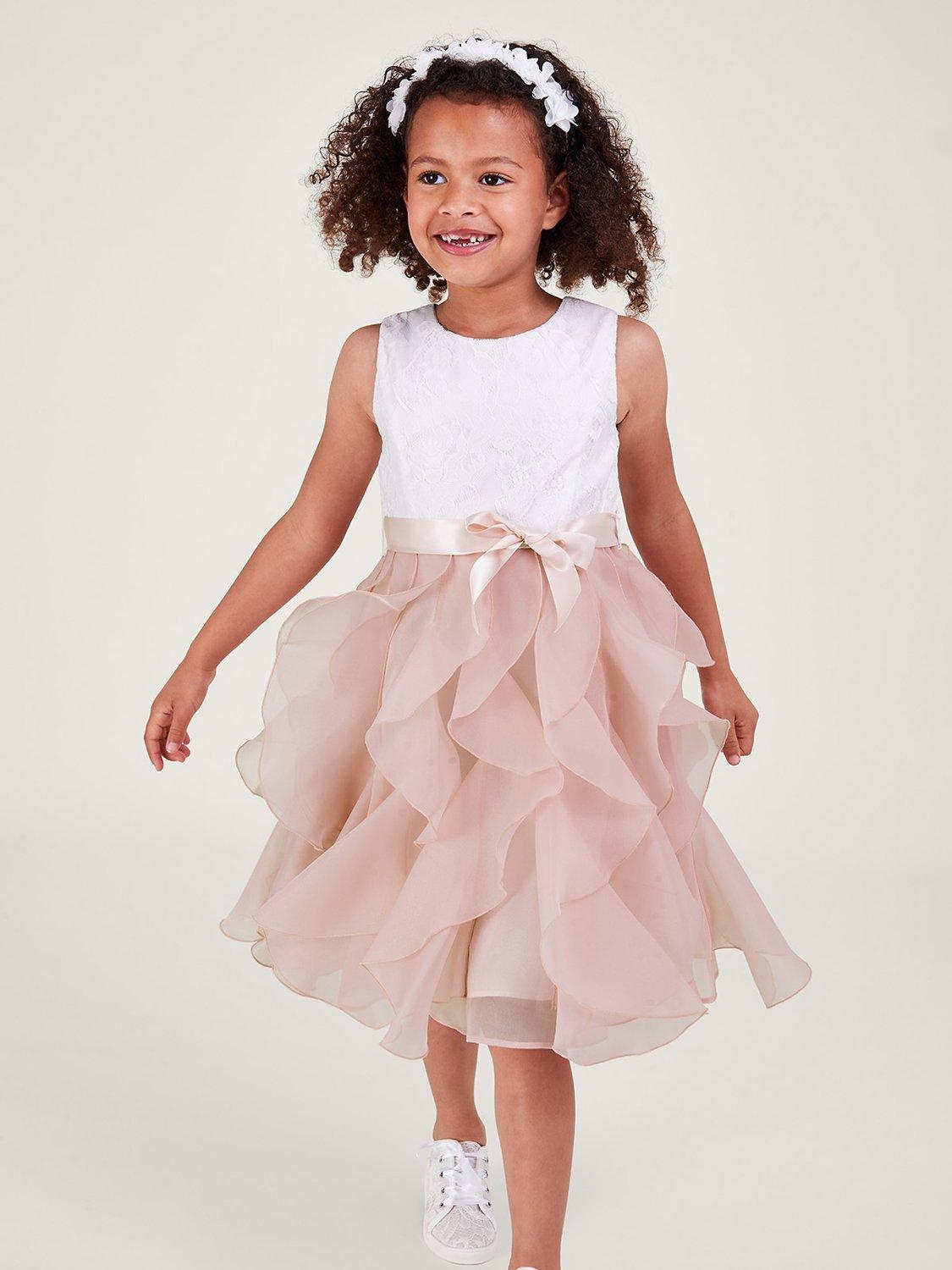 Monsoon Kids Lace Ruffle Dress Pink