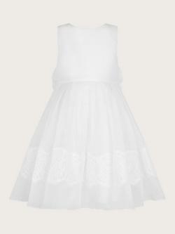 Monsoon Kids' Alovette Lace Occasion Dress, White, White