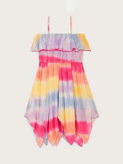 Monsoon Kids' Tie Dye Frill Handkerchief Hem Dress, Multi - view 2, Multi