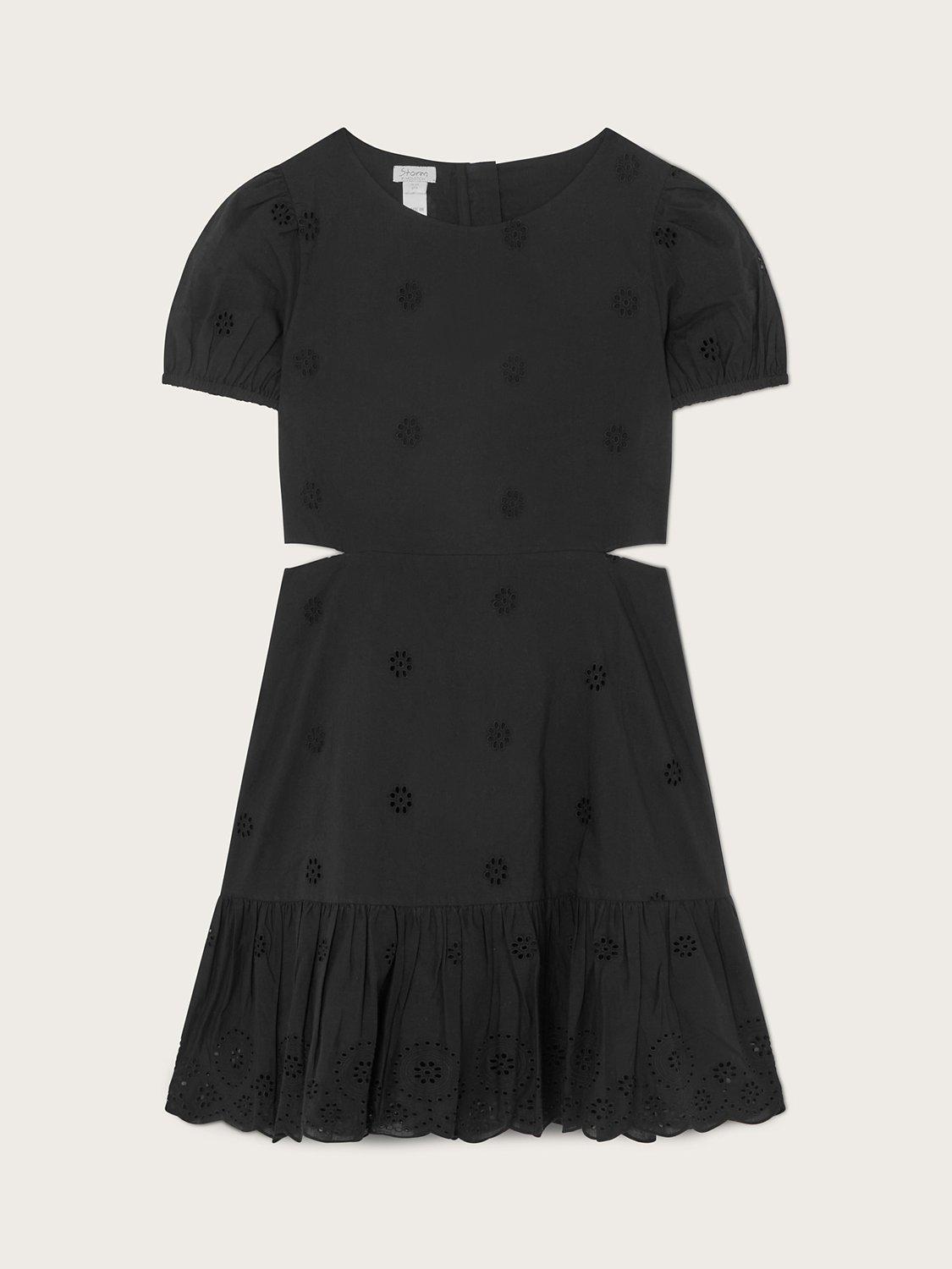 Monsoon Kids' Storm Broderie Dress, Black