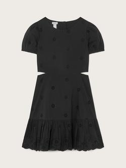 Monsoon Kids' Storm Broderie Dress, Black, Black