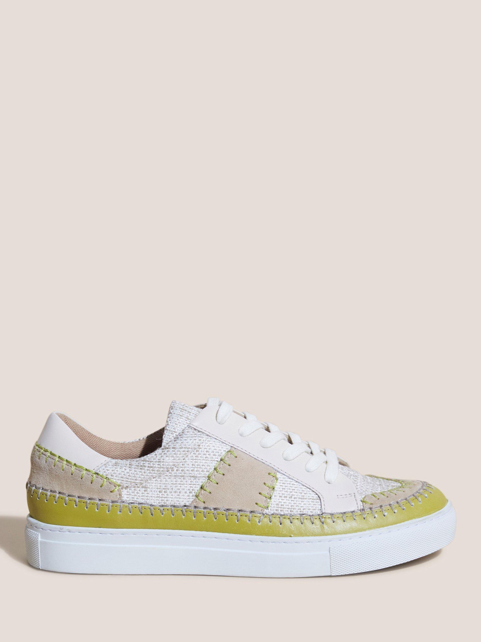 White Stuff Leather Craft Lace Up Trainers, Natural/Multi
