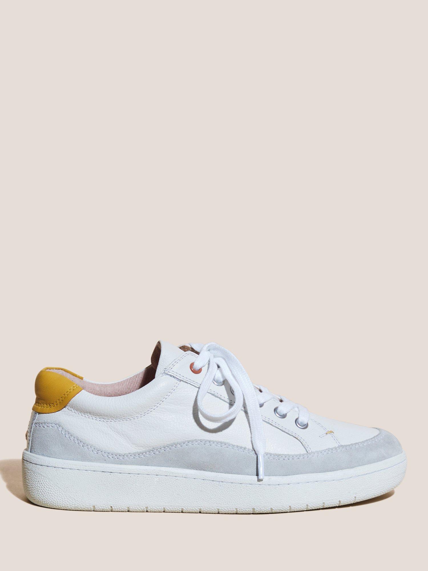 White Stuff Tula Leather Lace Up Trainers, White