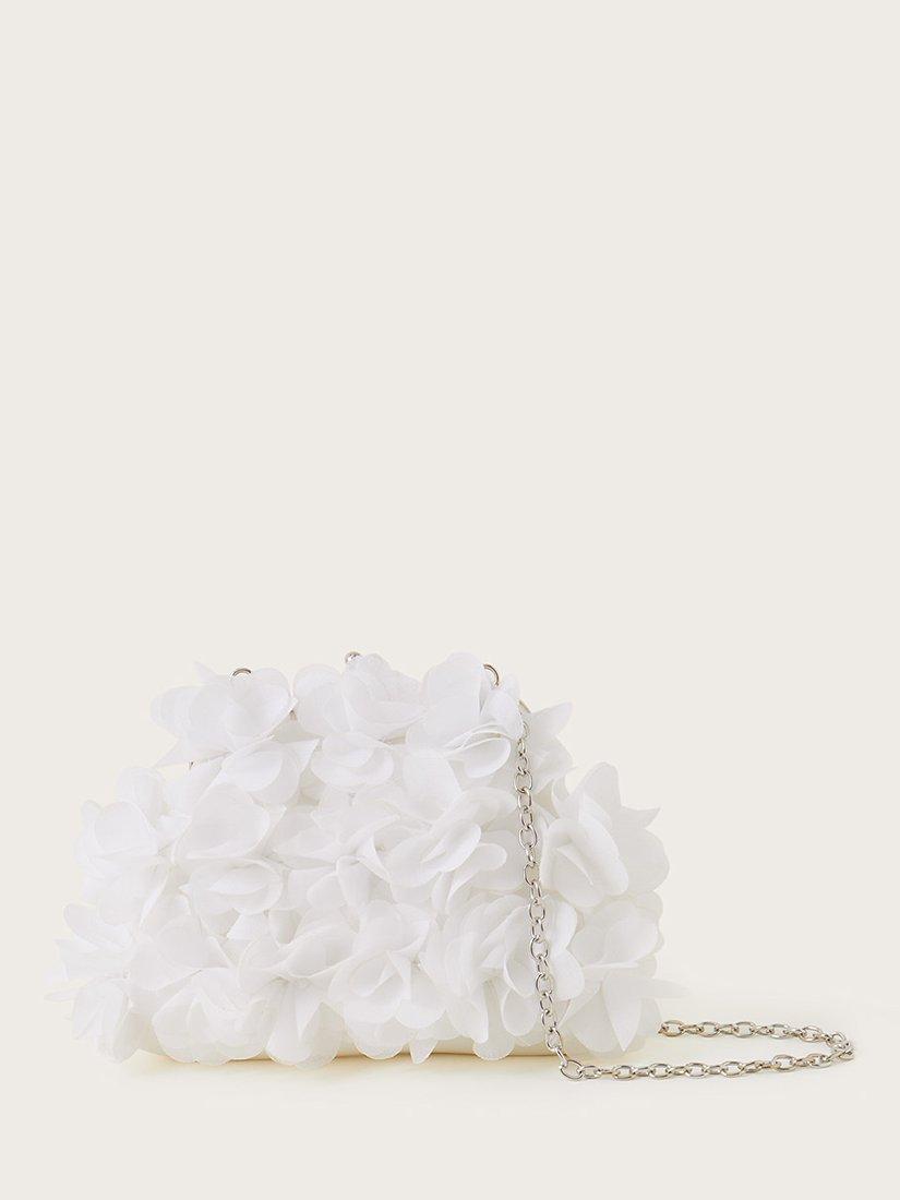 Monsoon Kids' Bridesmaid 3D Floral Frame Bag, Ivory, One Size