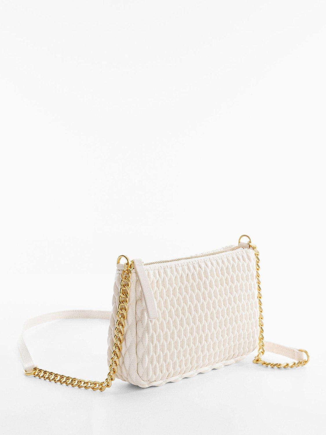 Mango Diamond Quilted Chain Detail Bag, White