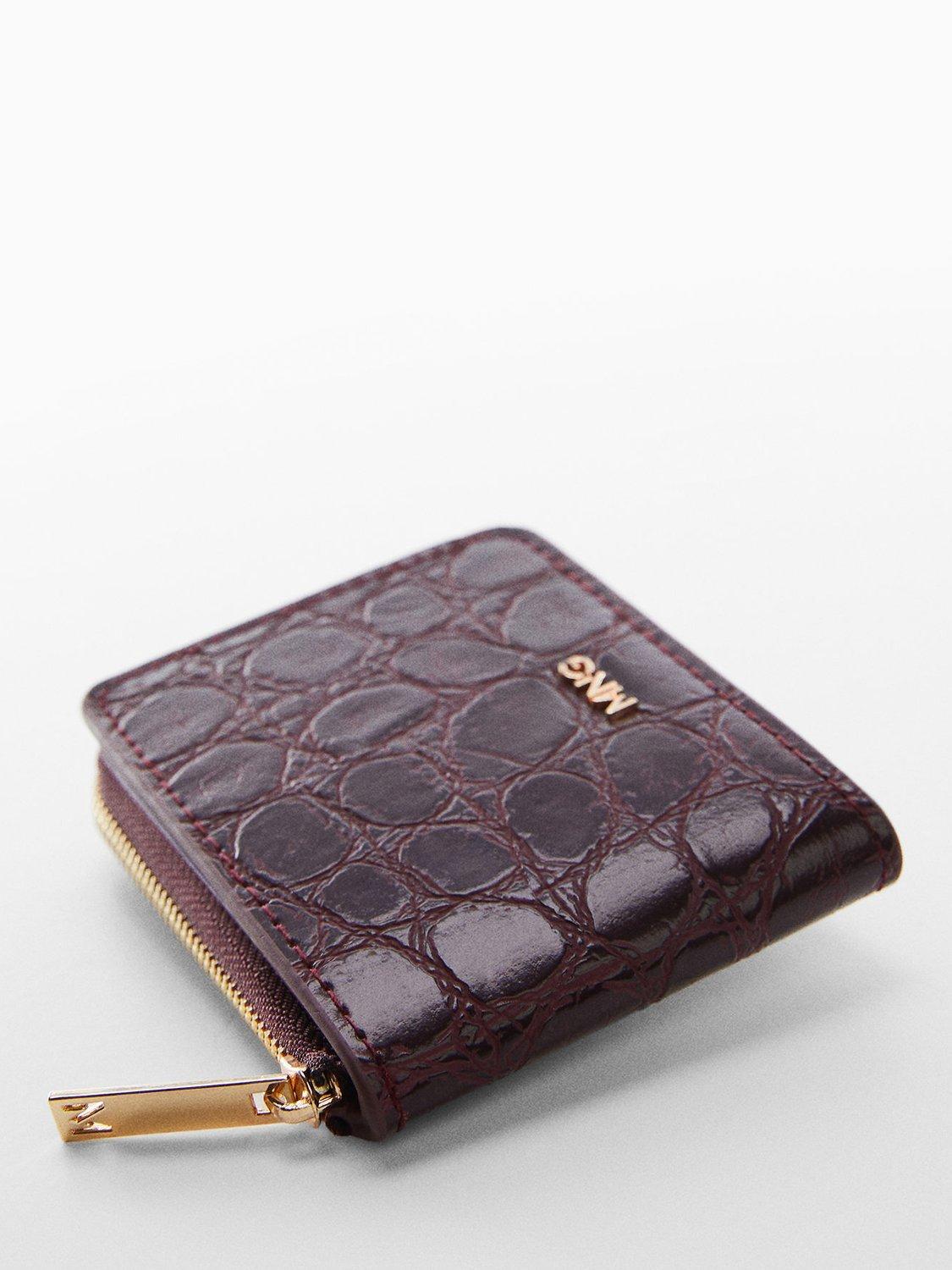 Mango Emma Small Croc Effect Wallet, Dark Red