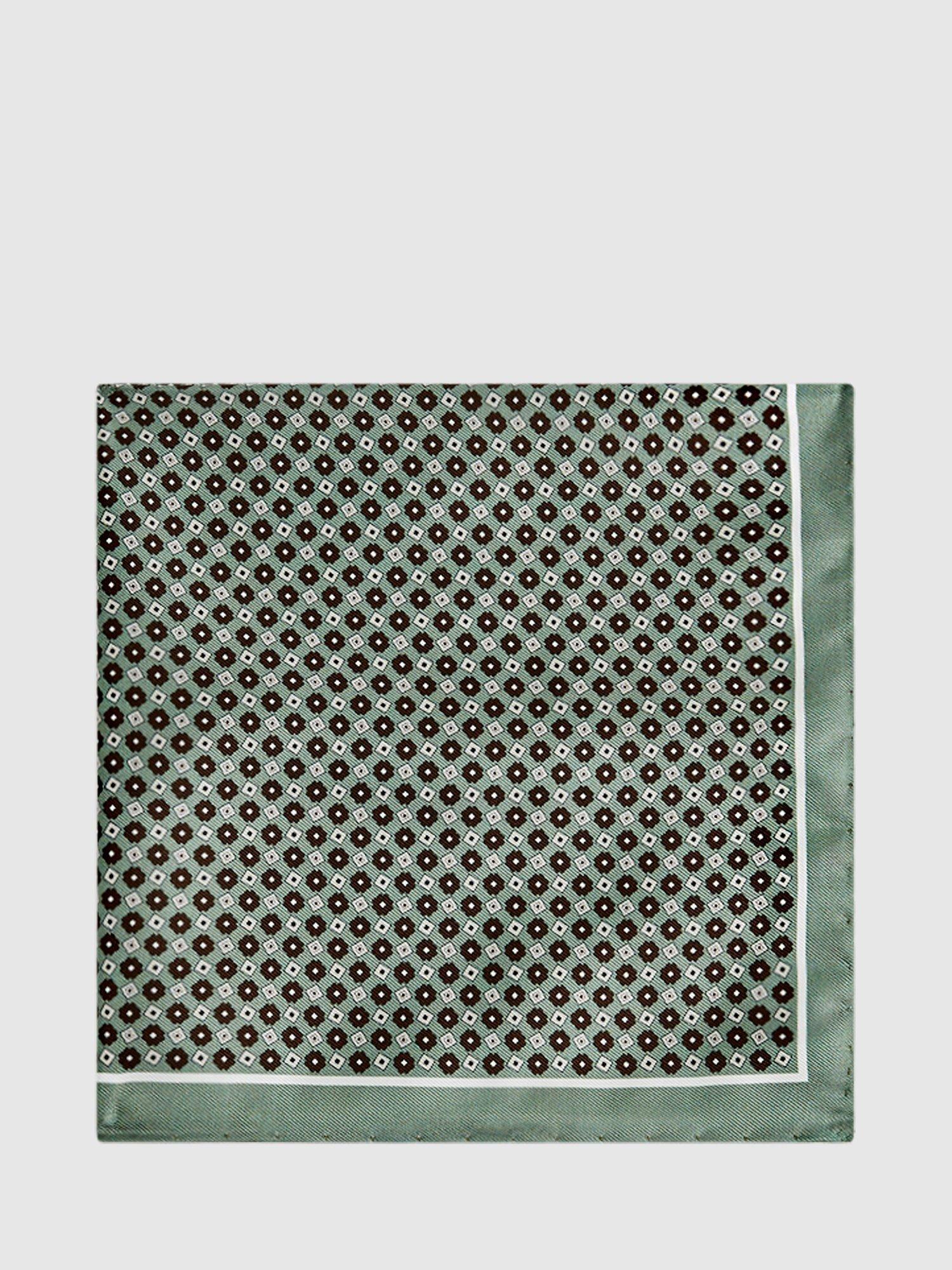 Product image 1 of 5, which shows Reiss Bampton Silk Pocket Square, Light Green
