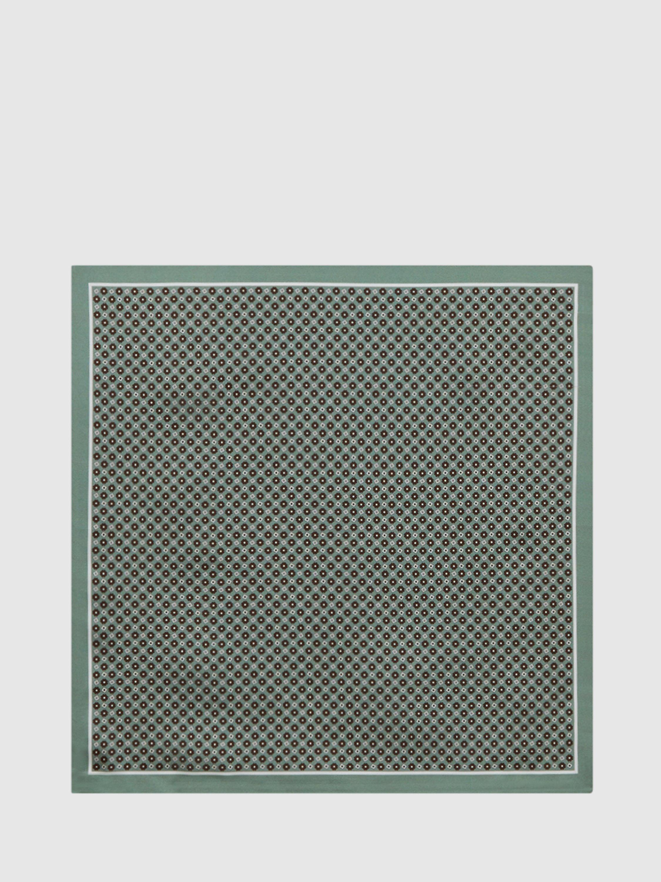 Product image 5 of 5, which shows Reiss Bampton Silk Pocket Square, Light Green