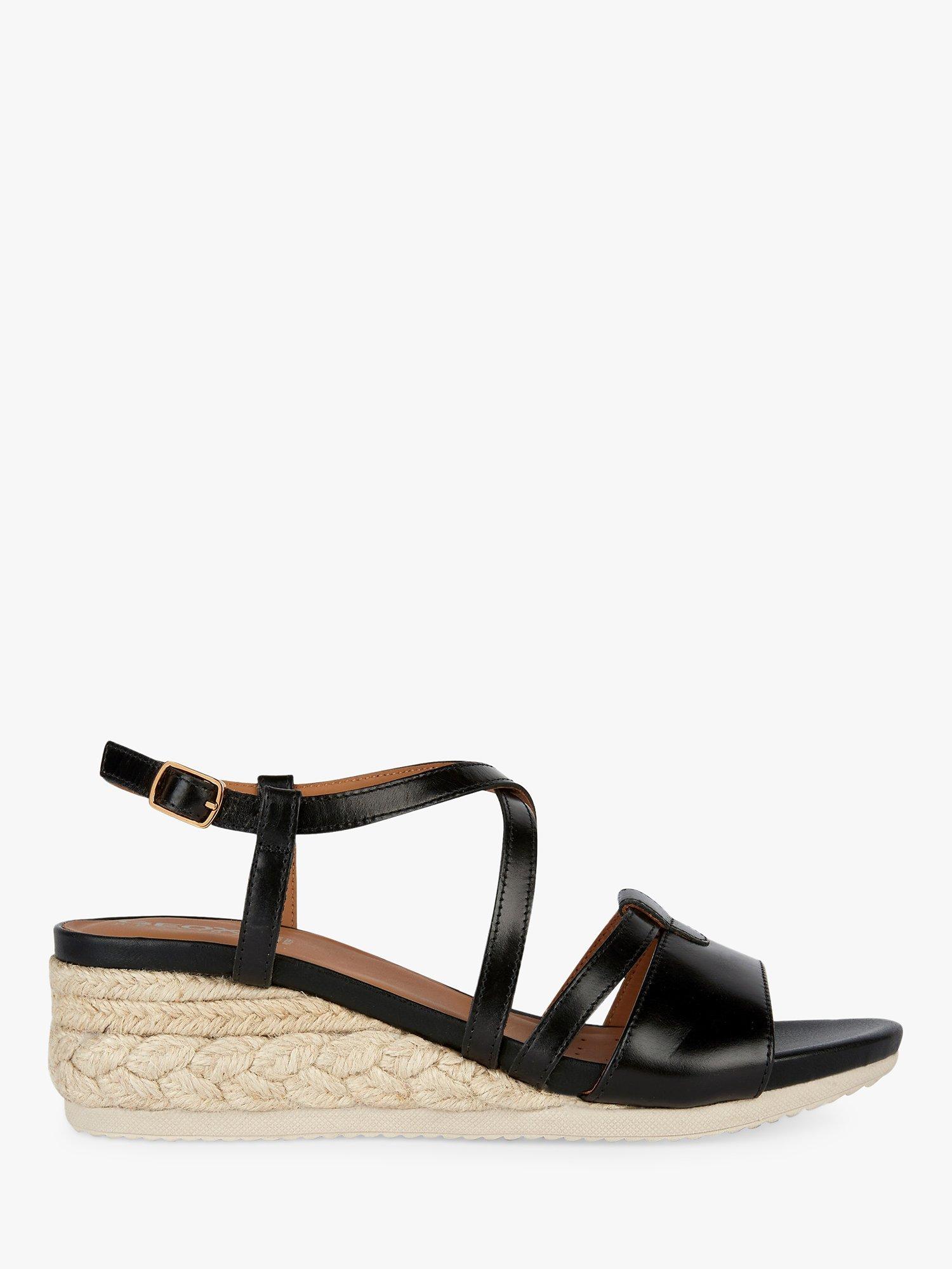 Geox Ischia Corda Leather Sandals, Black               