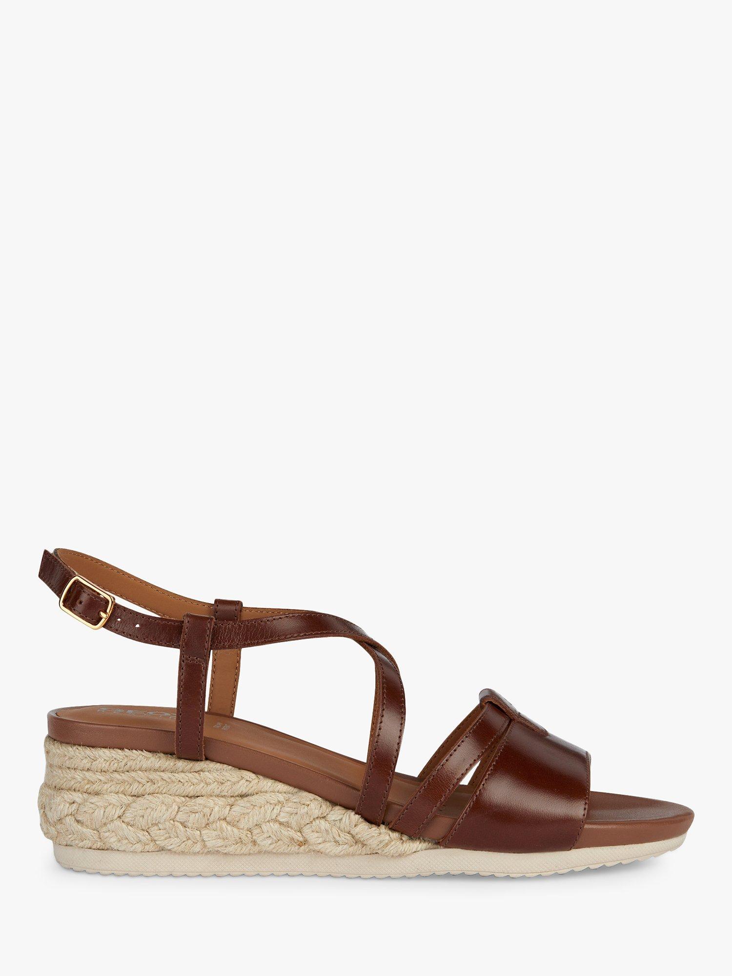 Geox Ischia Corda Leather Sandals, Brown               