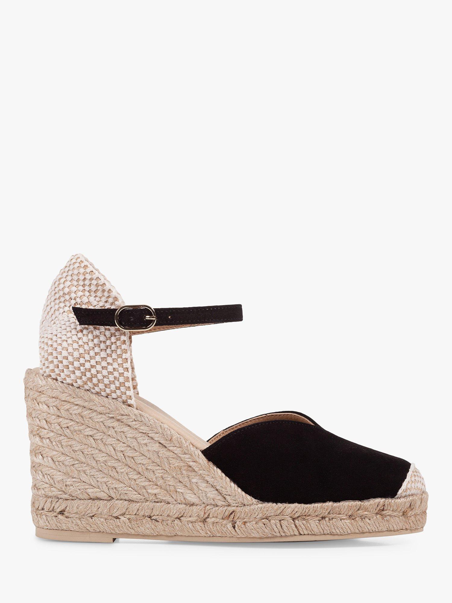 Geox Gelsa Suede Espadrille Wedge Heel Sandals, Black               