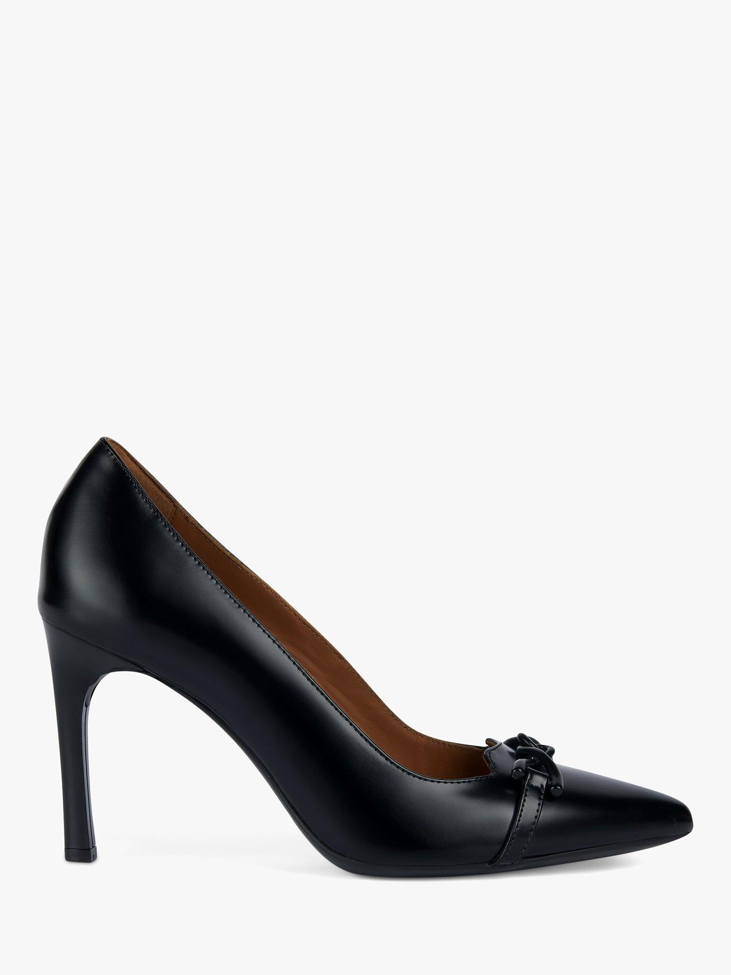 Geox Faviola High Heel Leather Court Shoes, Black