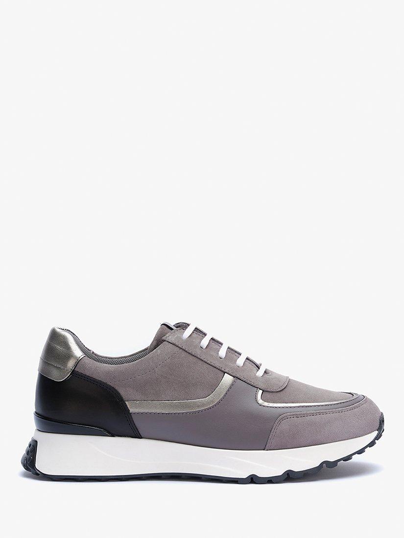 Mint Velvet Nala Leather Trainers Grey Dark