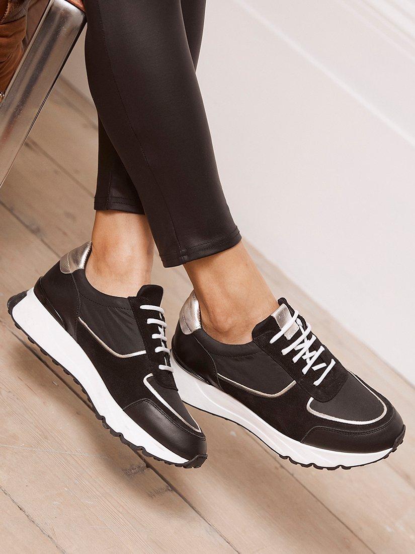 Mint Velvet Nala Leather Trainers Black Black