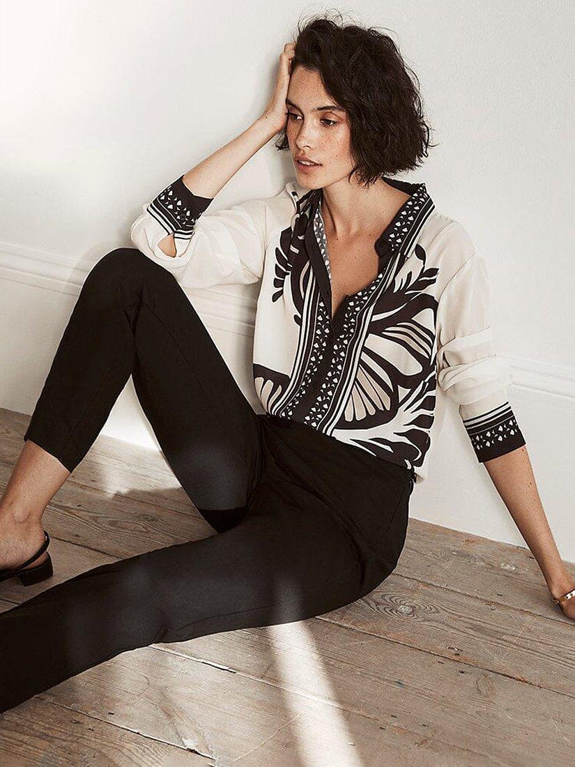 Mint Velvet Cara Butterfly Border Shirt, White Ivory