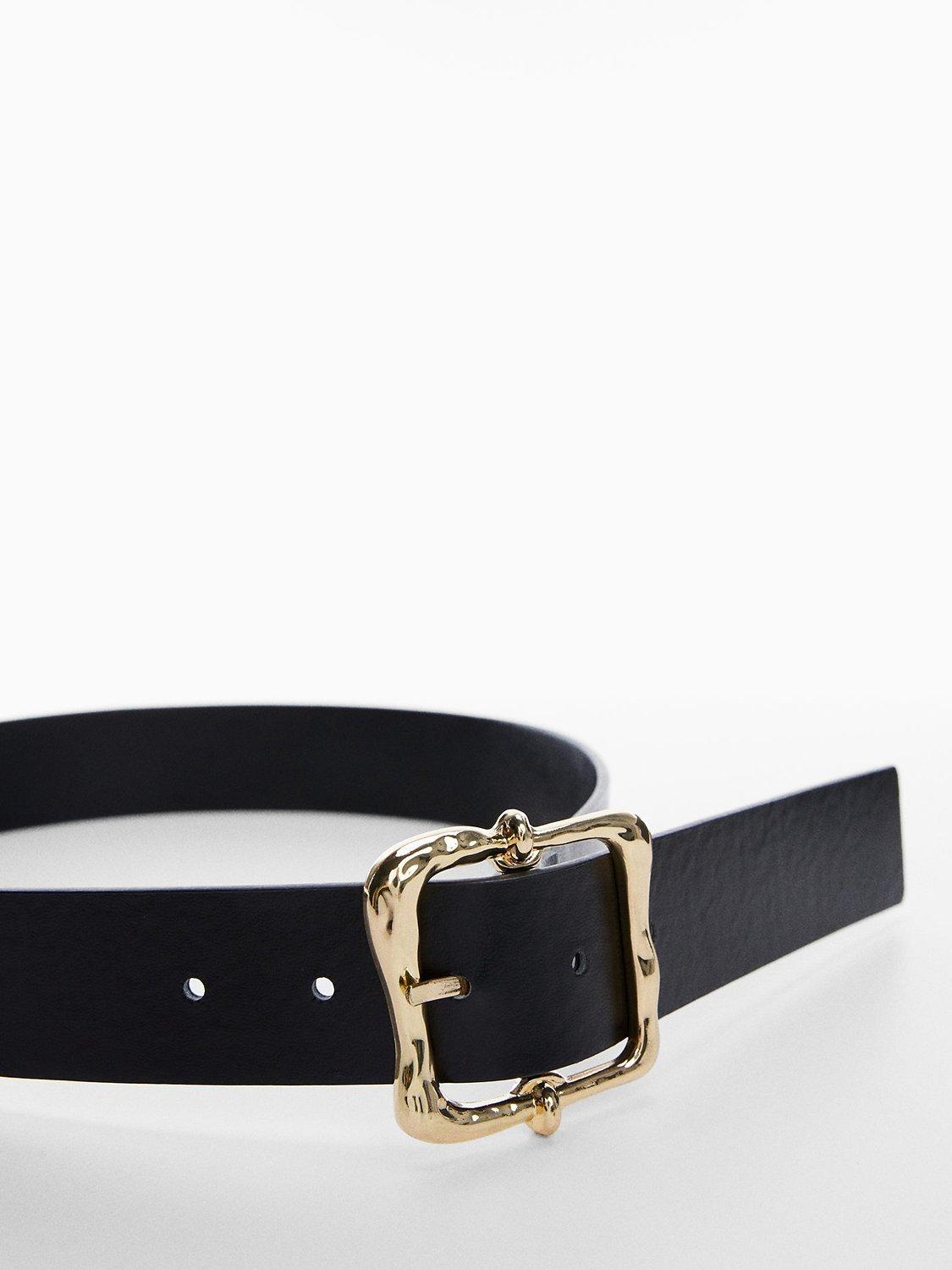 Mango Square Buckle Belt, Black