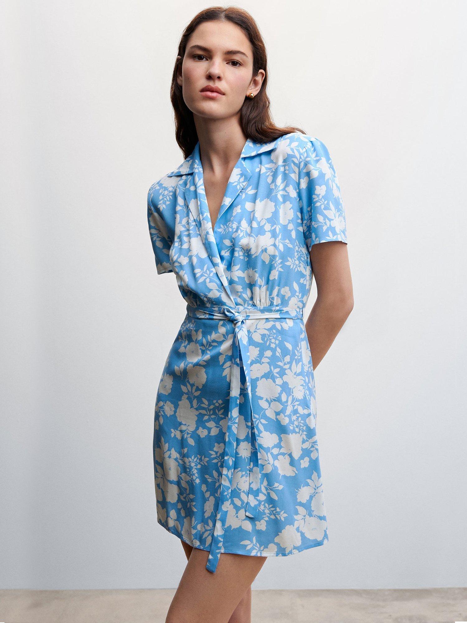 Mango Floral Mini Dress, Blue