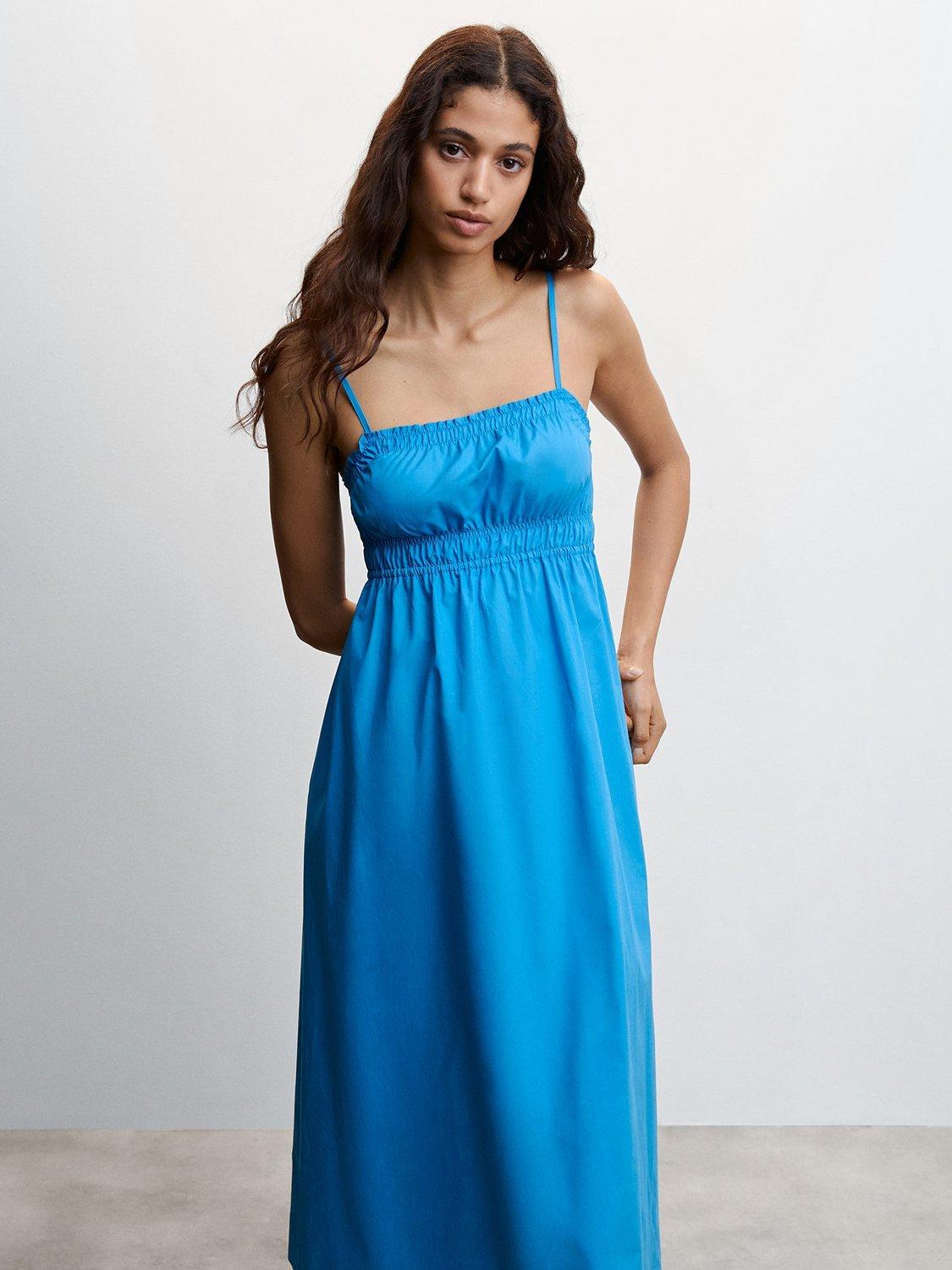 Mango Ballet H Midi Dress, Medium Blue
