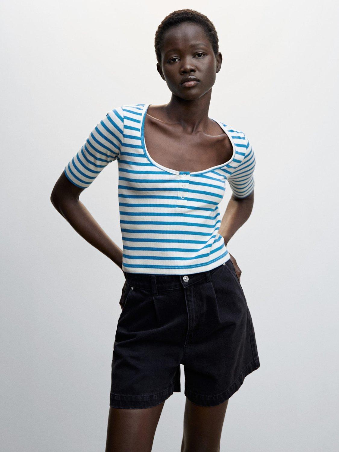 Mango Stripe T-Shirt, Blue/White