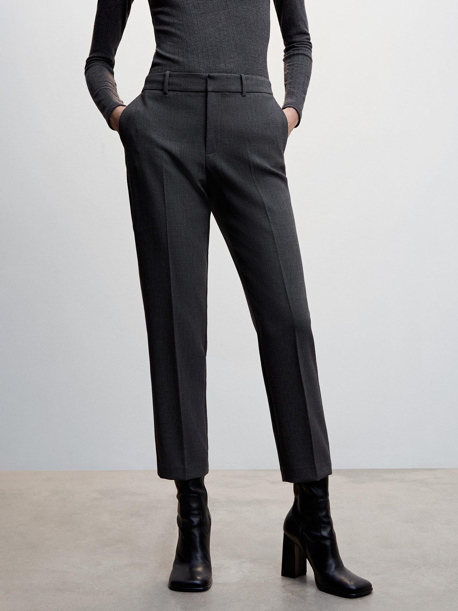 Mango Gala Regular Fit Trousers, Pastel Grey
