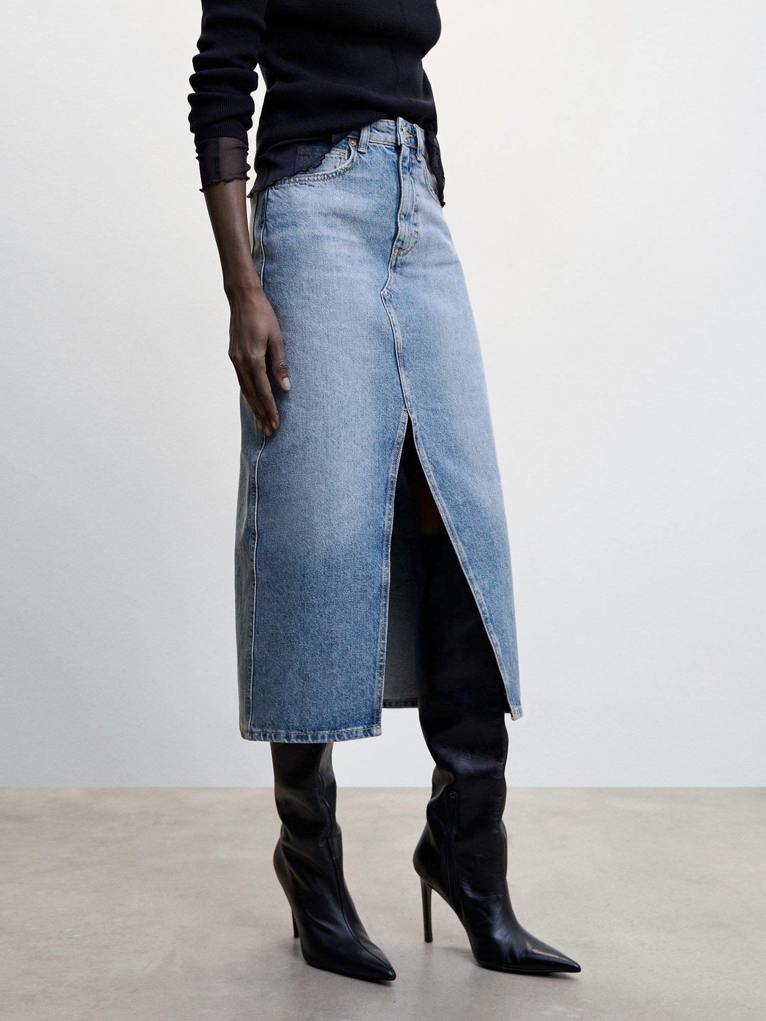 Mango Jolie Midi Skirt, Blue