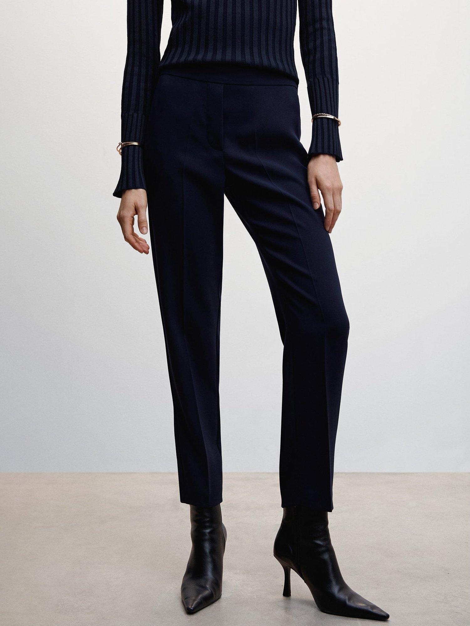 Mango Semiflu Flowy Suit Trousers, Navy