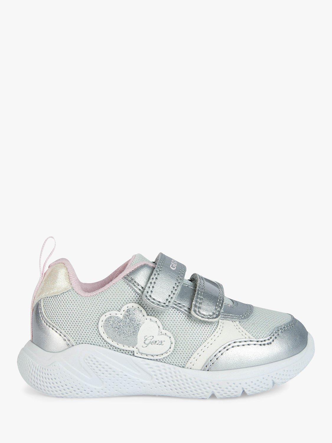 Geox Kids' Sprintye Heart Pre-Walker Trainers, Silver/Pink         