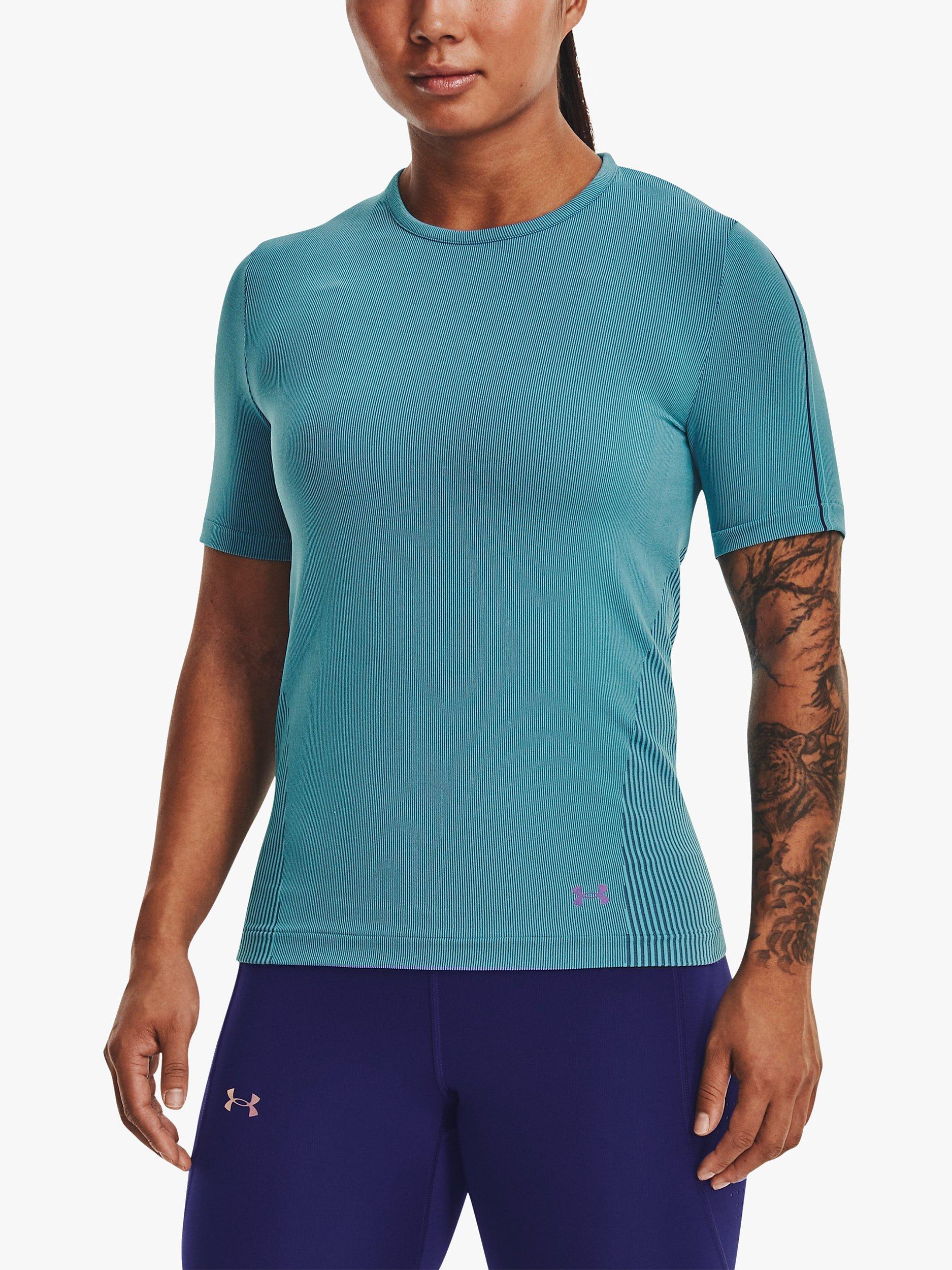 Under Armour Rush Seamless Short Sleeve Gym Top, Glacier Blue